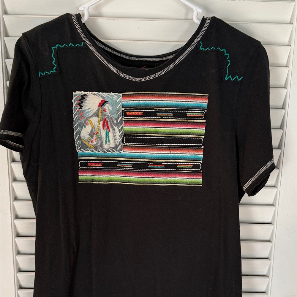 DDR Black T-Shirt with Colorful Embroidery